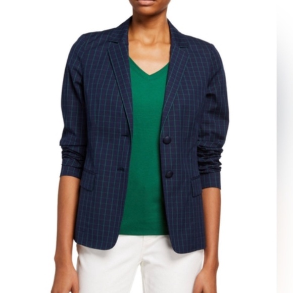 LAFAYETTE 148 Navy plaid blazer - Picture 2 of 8